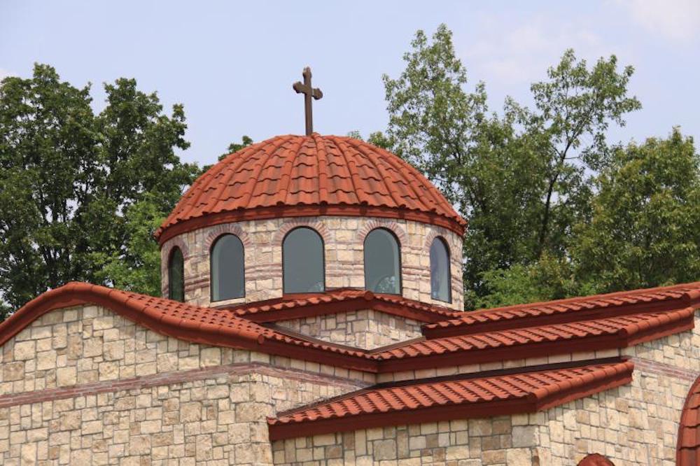 Detail of metal roof on a church