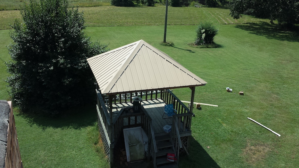 Metal roof for a porch, deck, pergola or gazebo.