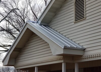 Metal roof drip edge installed on a house