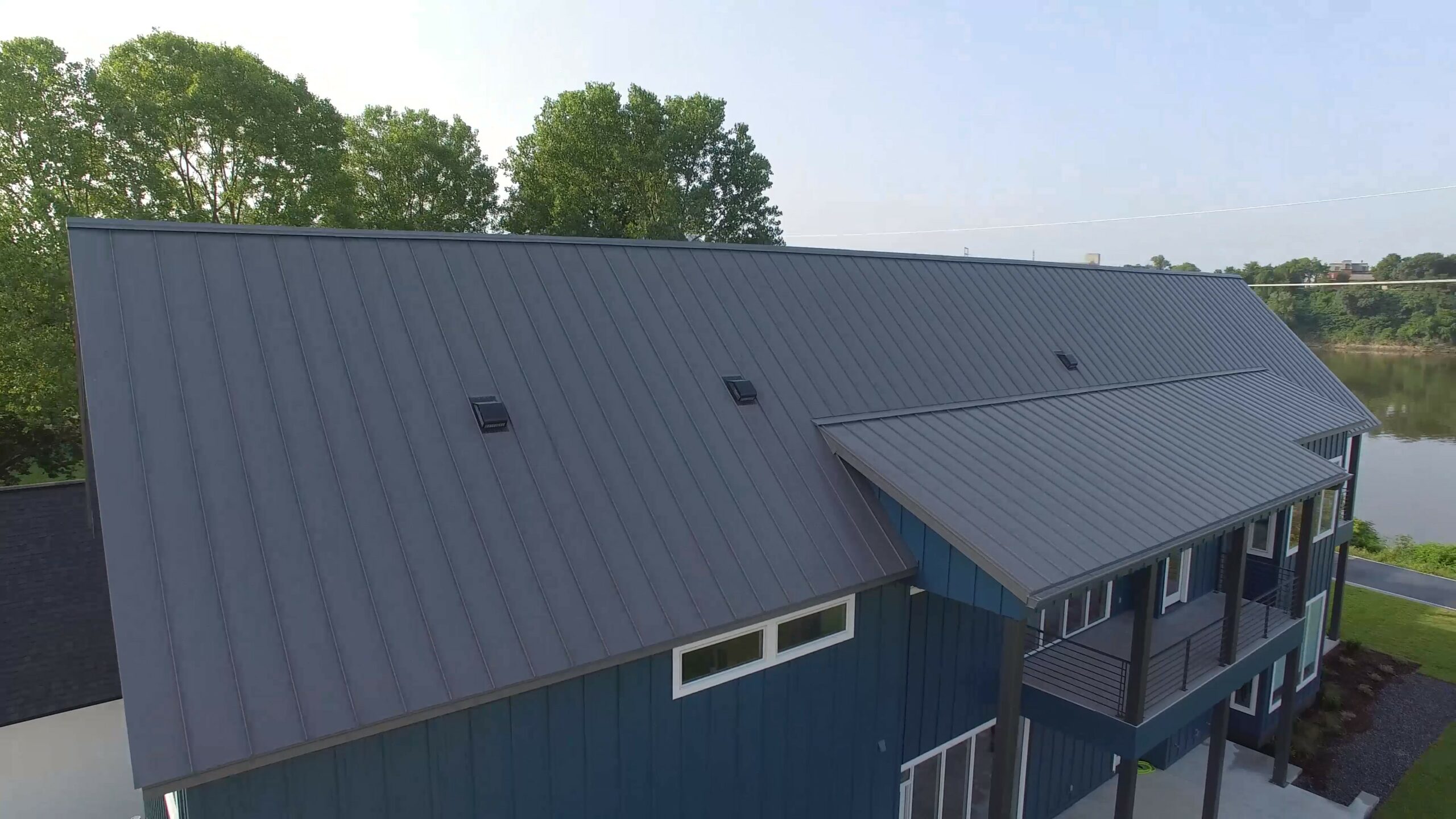 Charcoal metal roof.